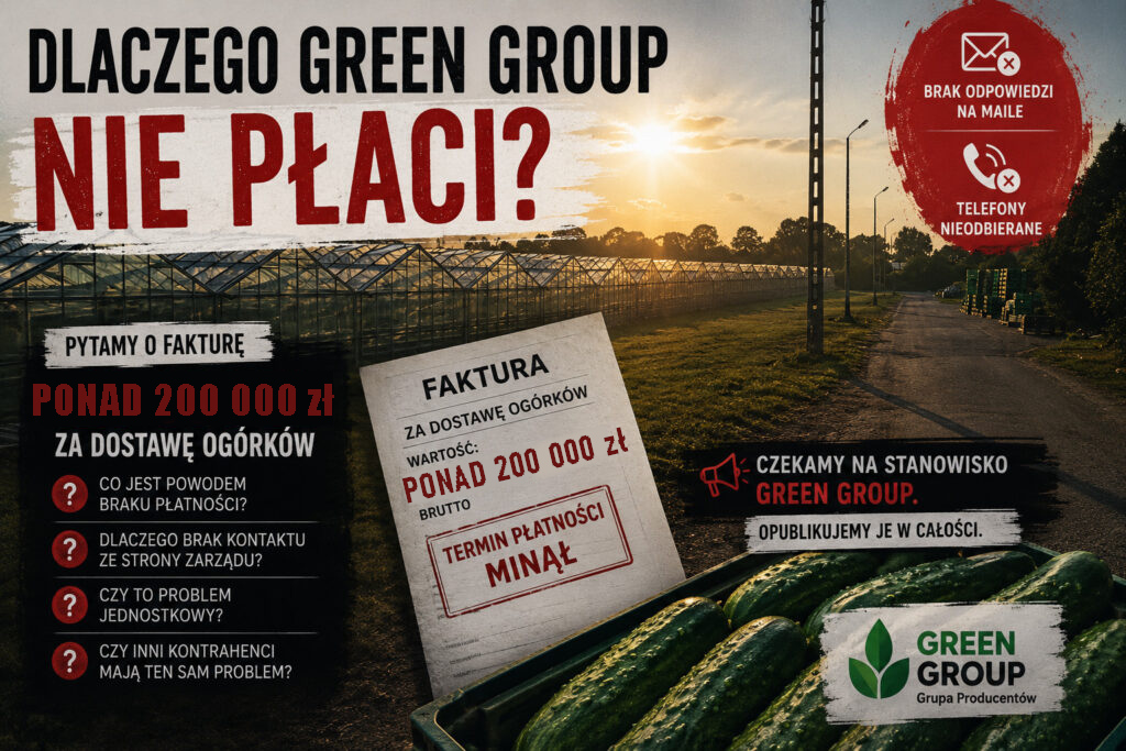 Grupa Producentów Green Group Sp. z o.o. i niezapłacona faktura za ogórki