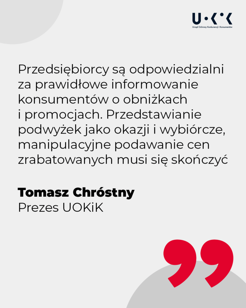Tomasz Chróstny, Prezes UOKiK – o obowiązku informowania o obniżkach