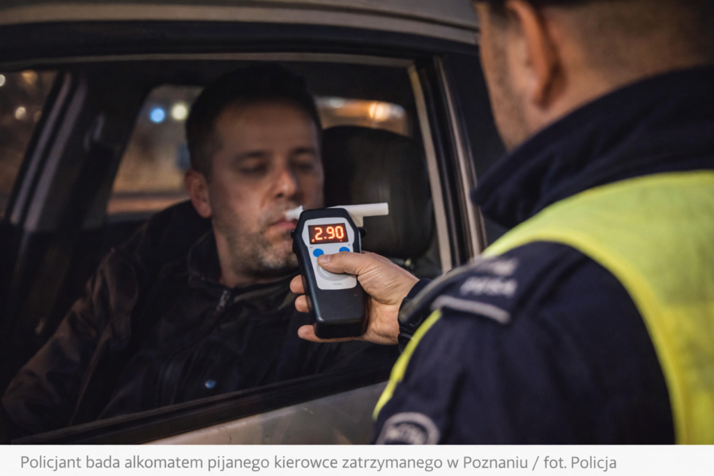 pijany kierowca z zakazem prowadzenia badanie alkomatem 3 promile Poznań