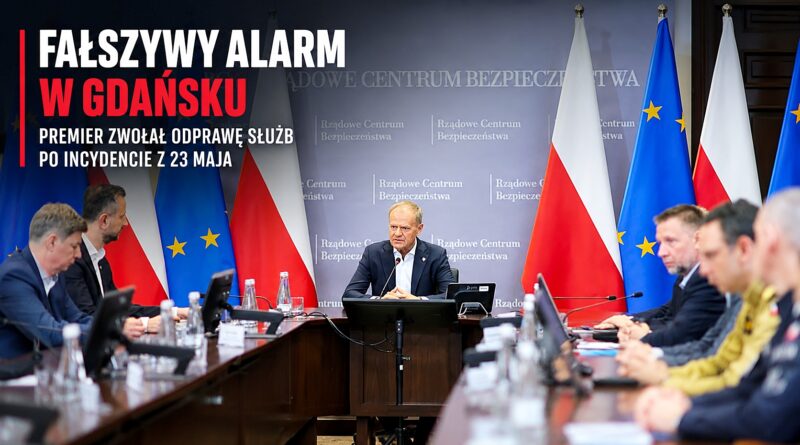 Fałszywy alarm w Gdańsku podczas odprawy służb w Rządowym Centrum Bezpieczeństwa