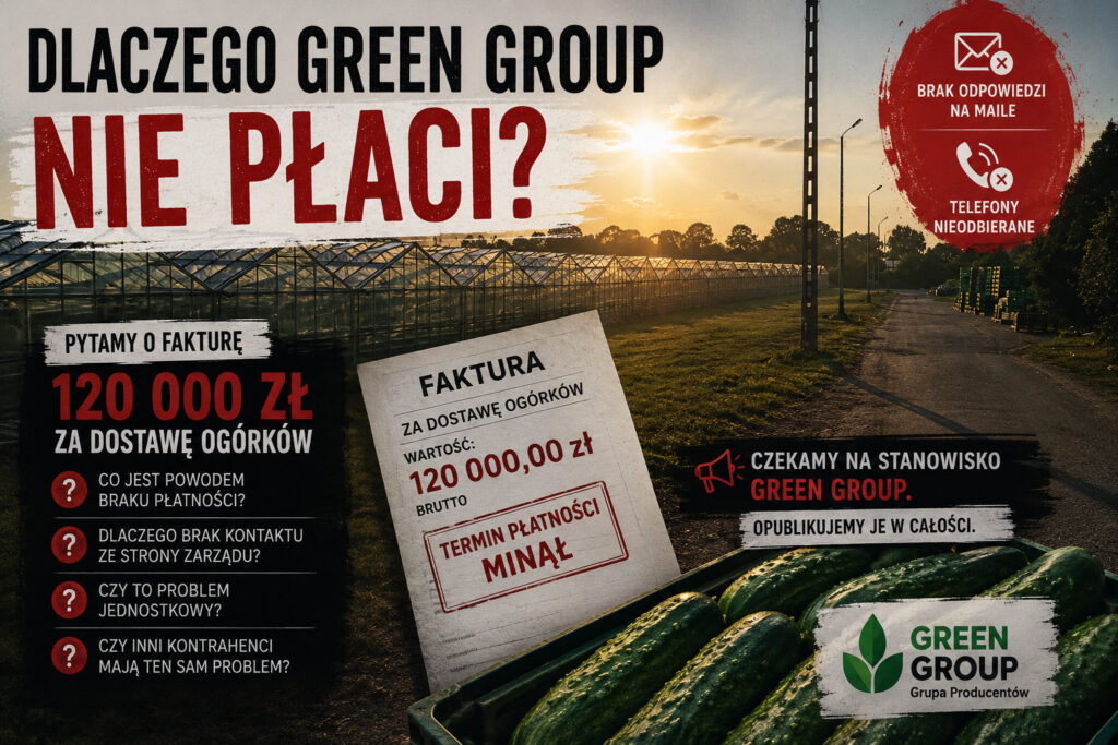 Green Group – pytania o fakturę na 120 tys. zł za dostawę ogórków