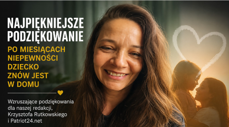Uśmiechnięta matka dziękuje za pomoc w powrocie dziecka do domu po miesiącach niepewności.