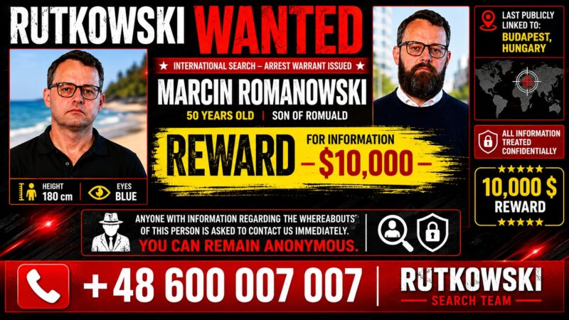$10,000 Reward Offered For Information Leading To The Location Of Wanted Man Marcin Romanowski