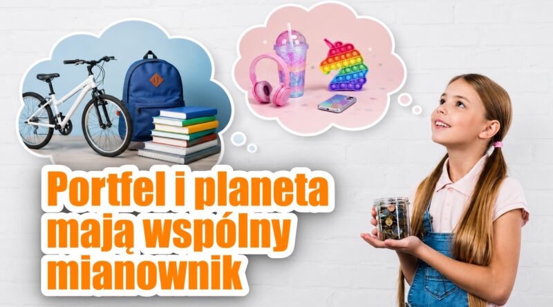 Edukacja finansowa dzieci – dziewczynka z oszczędnościami wybiera między zachcianką a potrzebnym zakupem