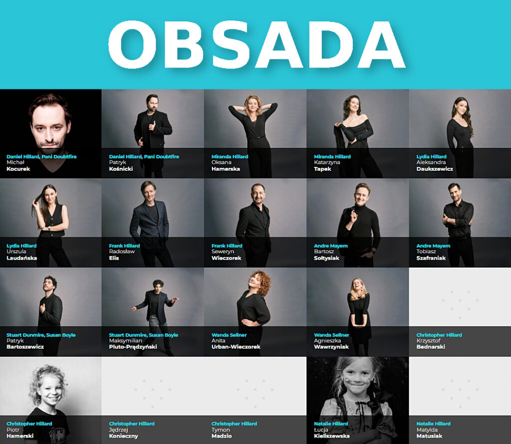 Obsada musicalu Pani Doubtfire w Teatrze Muzycznym w Poznaniu cz1