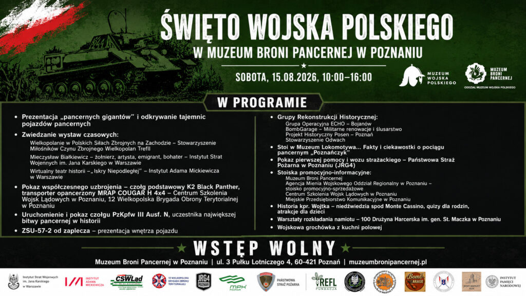 Święto Wojska Polskiego w Muzeum Broni Pancernej w Poznaniu – 15 sierpnia 2026